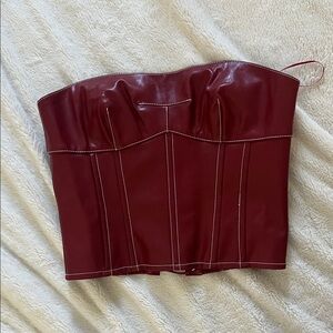 Edikted Moss Faux Leather Lace Up Corset